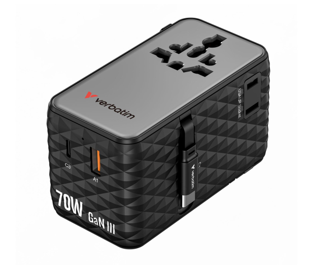 Verbatim Charge ’n’ Travel 70W 2C retractable Universal Adapter black - 1417013 - zdjęcie 2